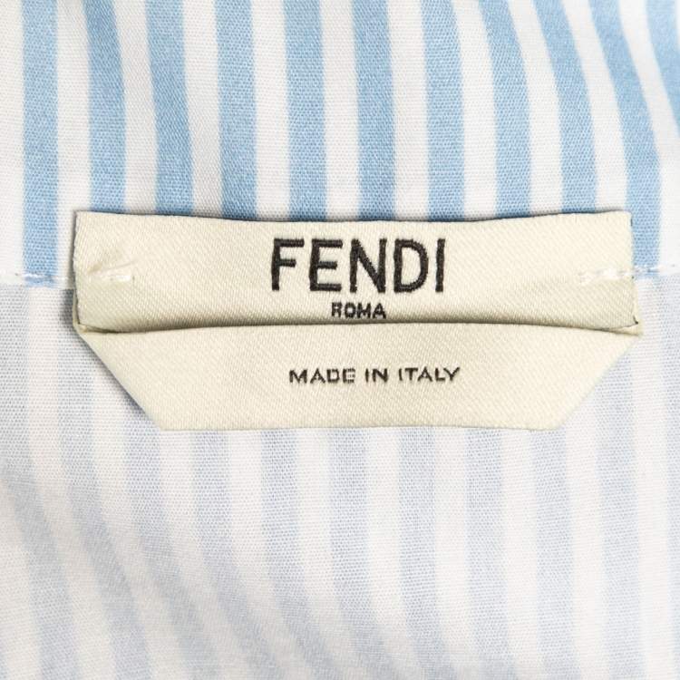 Pre Owned Fendi Blue Striped Cotton Oversized Tunic M