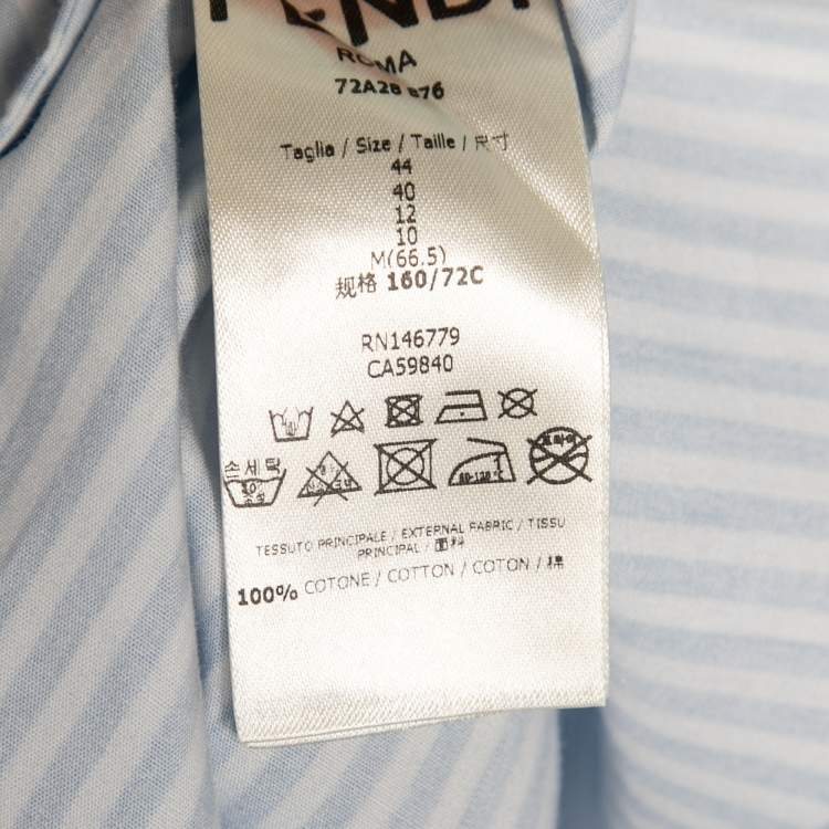 Pre Owned Fendi Blue Striped Cotton Oversized Tunic M