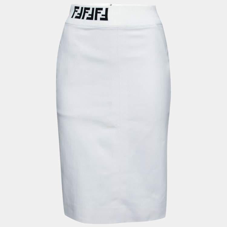 Fendi Denim Rib Knit Trimmed Knee Length Skirt S Fendi | TLC