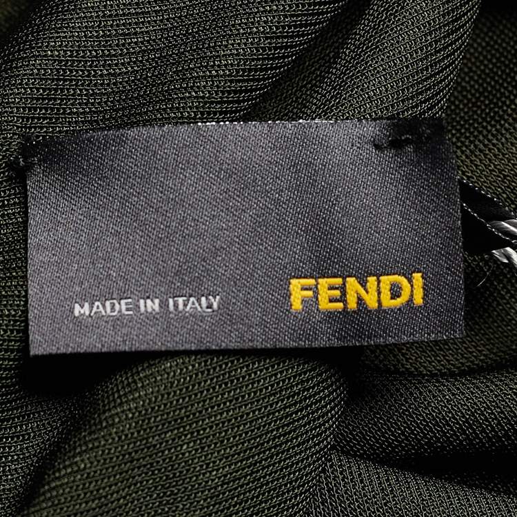 مملوكة مسبقًا Fendi Dark Green Jersey Asymmetric Shoulder Midi Dress M