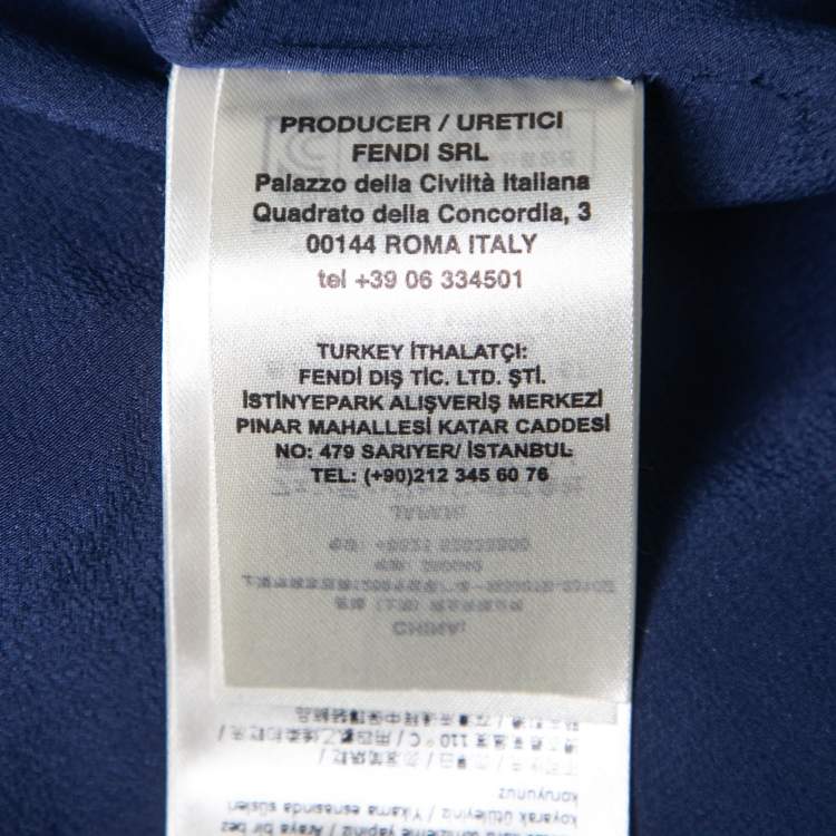 Pre Owned Fendi Blue Velvet Heart Embroidered Bomber Jacket S