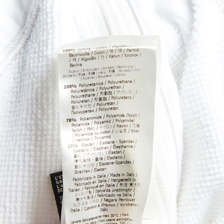 Pre Owned Fendi White Cotton Logo Detail Zip Up Hoodie L
