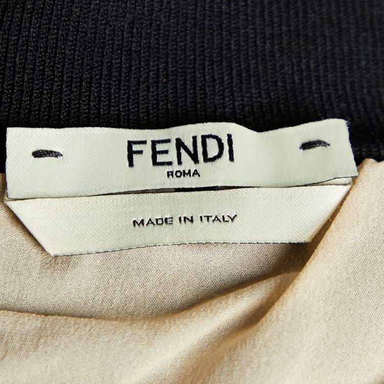 Pre Owned Fendi Black Cutout Knit Pleated Knee Length Skirt M