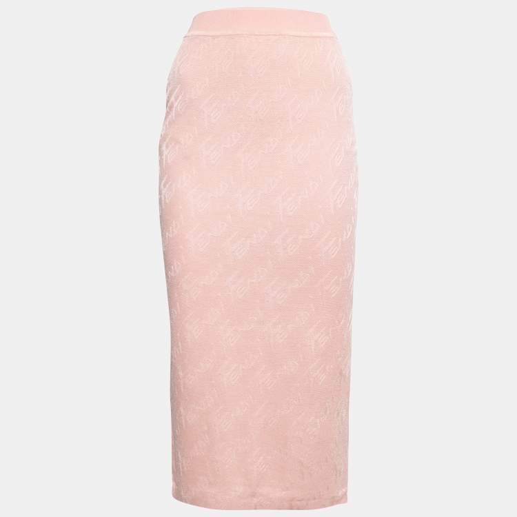 スカート FENDI PINK MIDI SKIRT FENDI Pink Logo Skirt - Janet Mandell