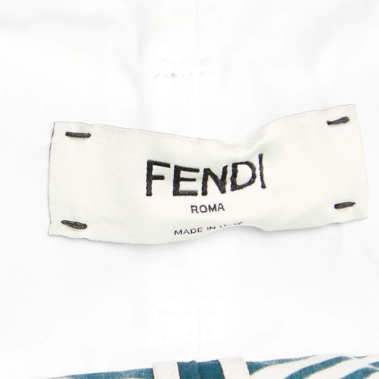 Pre Owned Fendi Multicolor Wave Print Cotton Belted Wide Leg Trousers S