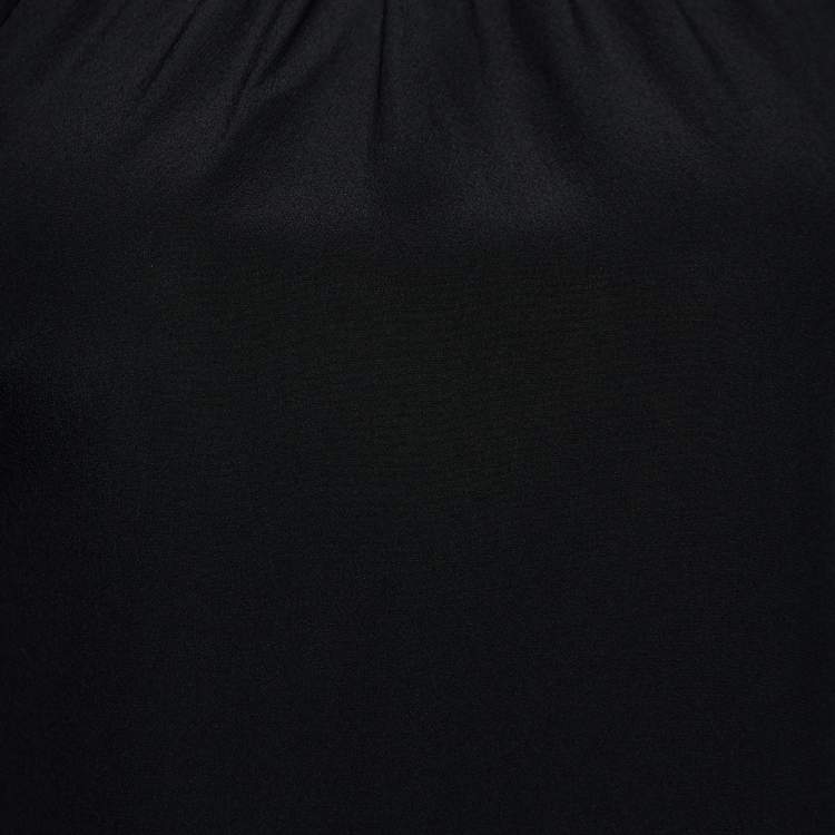 Pre Owned Fendi Black Silk Ruffled Sleeve Blouse M