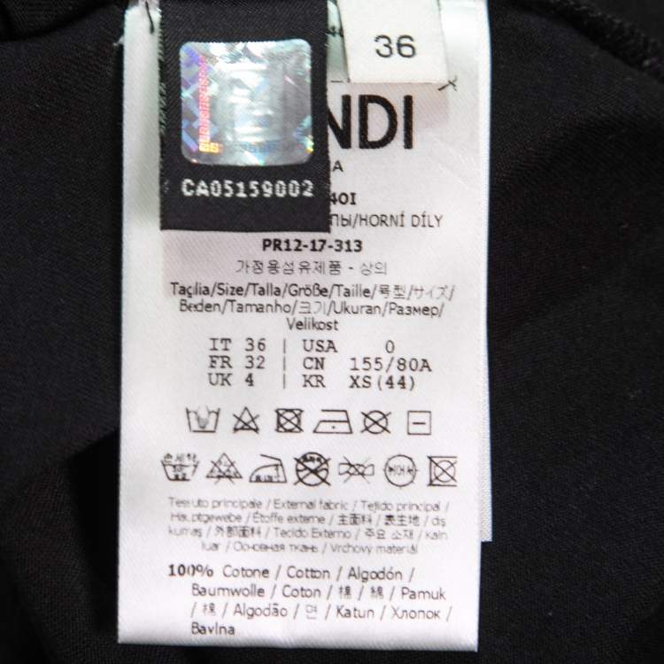 Pre Owned Fendi Black Cotton Sequin Embellished Short Sleeve T-Shirt XS