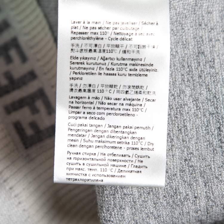 Pre Owned Fendi Grey Gradient Perforated Cashmere Knit Pullover Top S