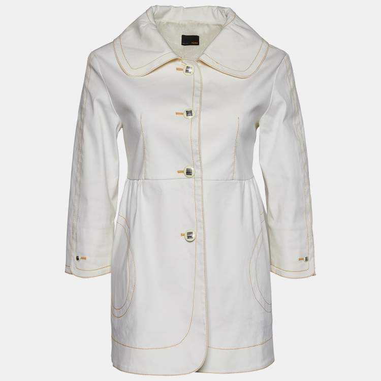 Pre Owned Fendi Off-White Cotton Blend Button Front Jacket M
