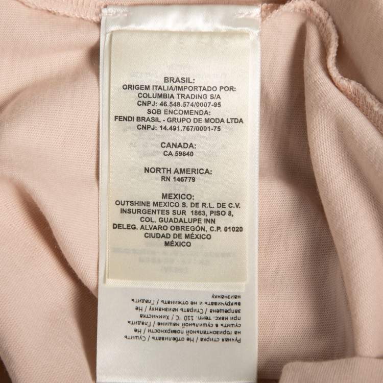 Pre Owned Fendi Pink Logo-Embroidered Cotton Crewneck T-Shirt L
