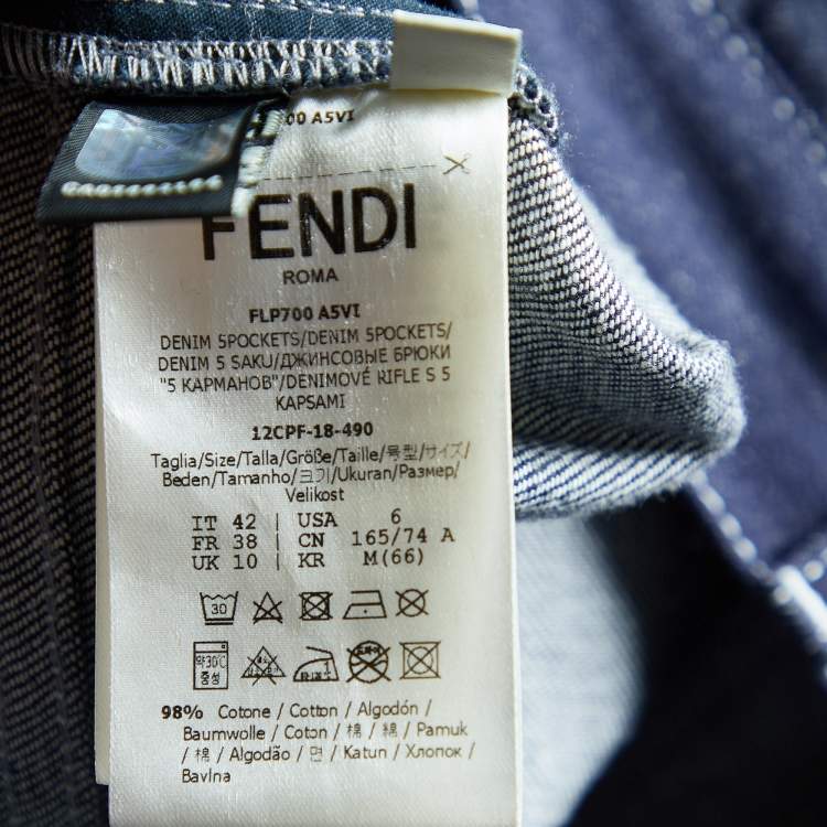 Pre Owned Fendi Blue Denim Fendimania Skinny Fit Jeans M Waist 30"
