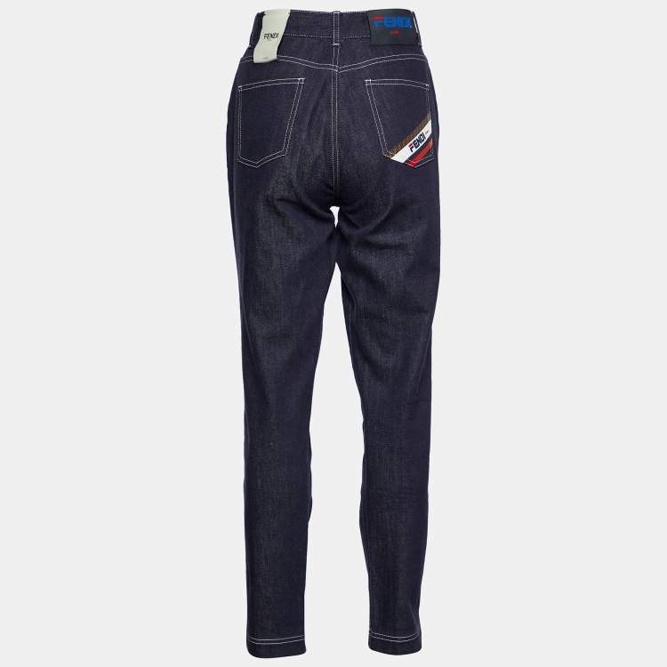 Pre Owned Fendi Blue Denim Fendimania Skinny Fit Jeans M Waist 30"