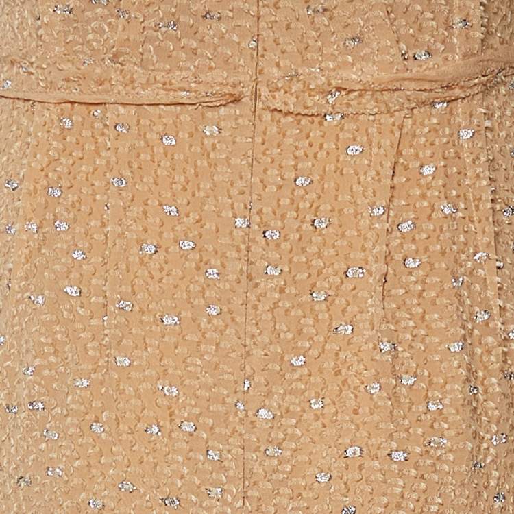 Pre Owned Fendi Light Orange Silk Fil Coupe Trail Gown M