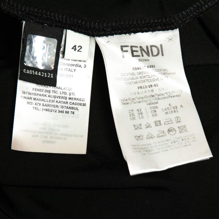 Pre Owned Fendi Brown Zucca Monogram Mesh Sheath Dress M 