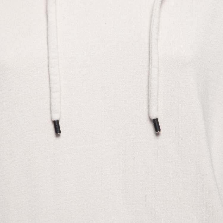 Pre Owned Fendi Off White Cotton Band Logo Trim Hoodie XL