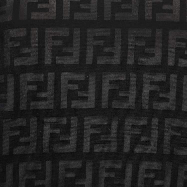 Pre Owned Fendi Black Zucca Monogram Knit Pullover Top S 