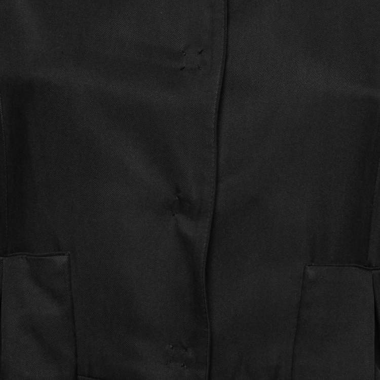 Pre Owned Fendi Black Crepe Pleated Button Front Dress M