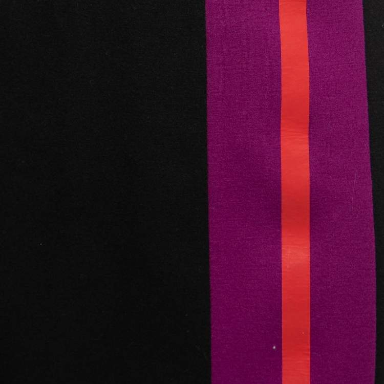 Pre Owned Fendi Black Wool Purple Panelled Shift Dress S 