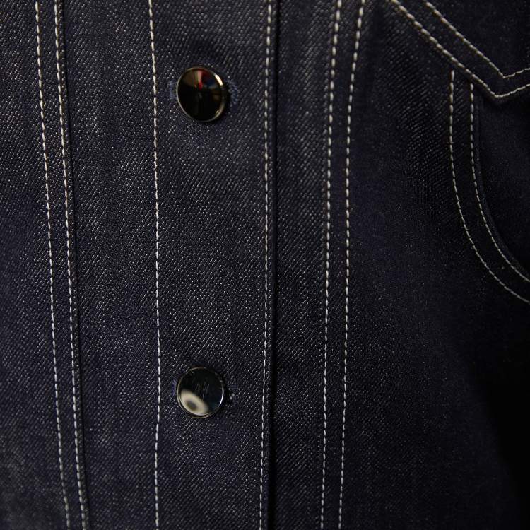 Pre Owned Fendi Navy Blue Denim Logo Detail Button Front Jacket M
