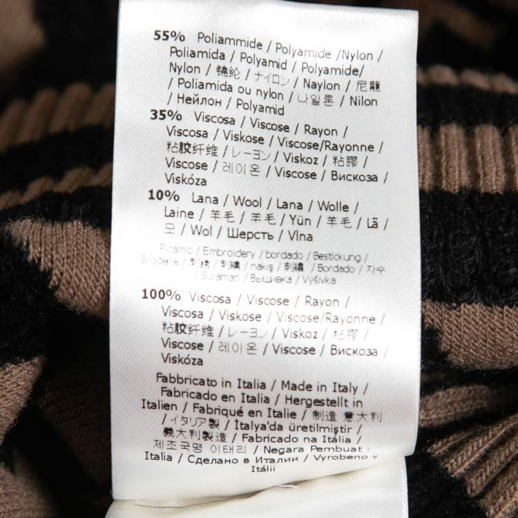 Pre Owned Fendi Brown FF Logo Knit Pullover S