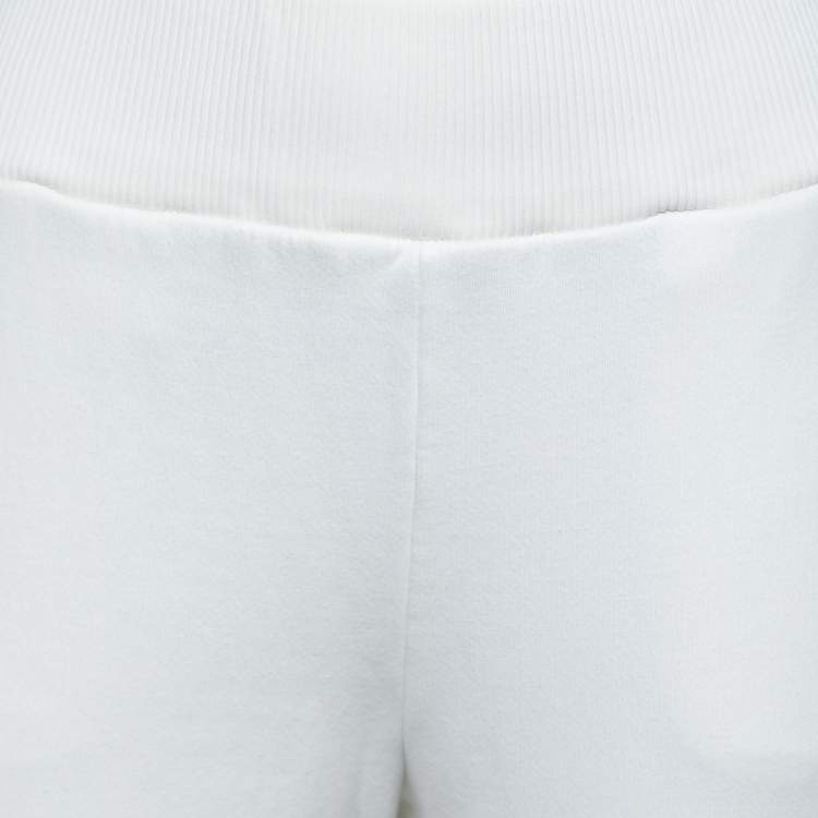 Pre Owned Fendi White Knit Logo Band Trim Track Pants M