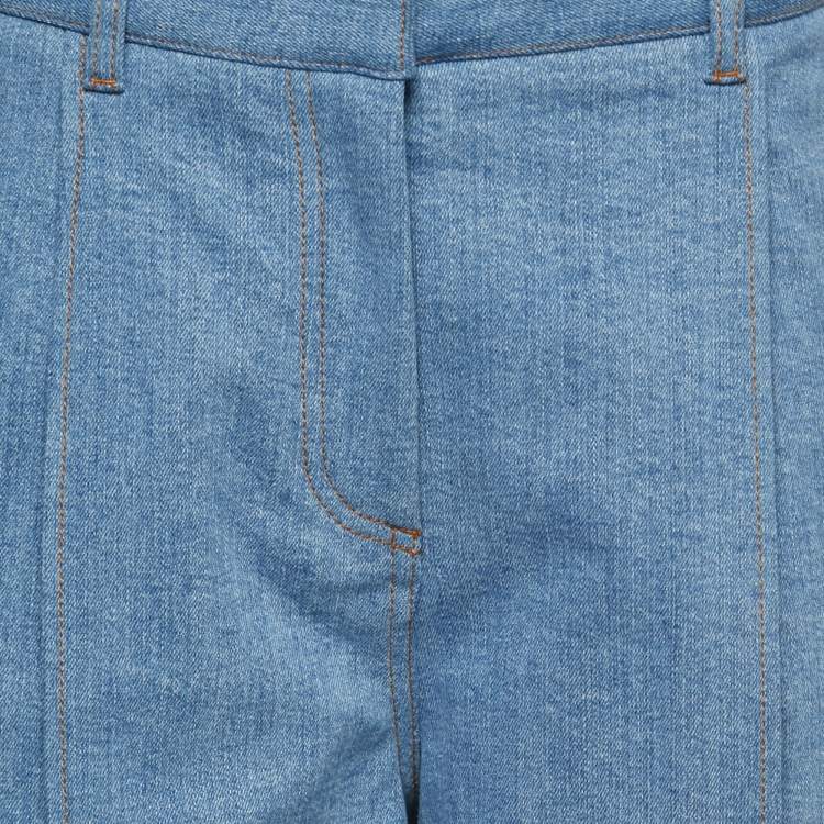 Pre Owned Fendi Blue Denim Lace-Up Detail Cropped Trousers M