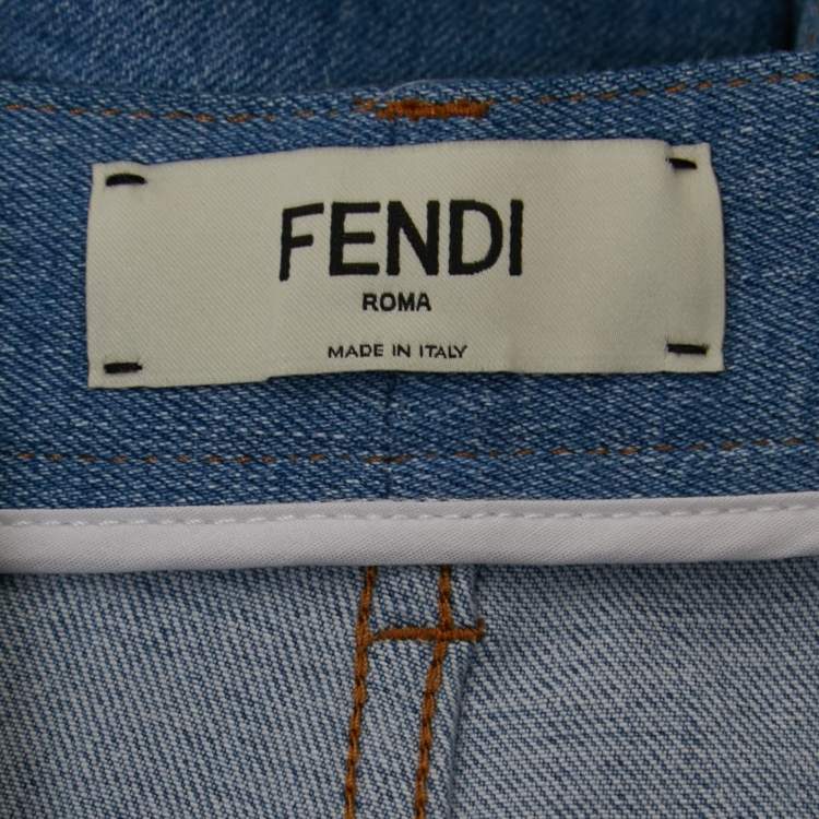 Pre Owned Fendi Blue Denim Lace-Up Detail Cropped Trousers M