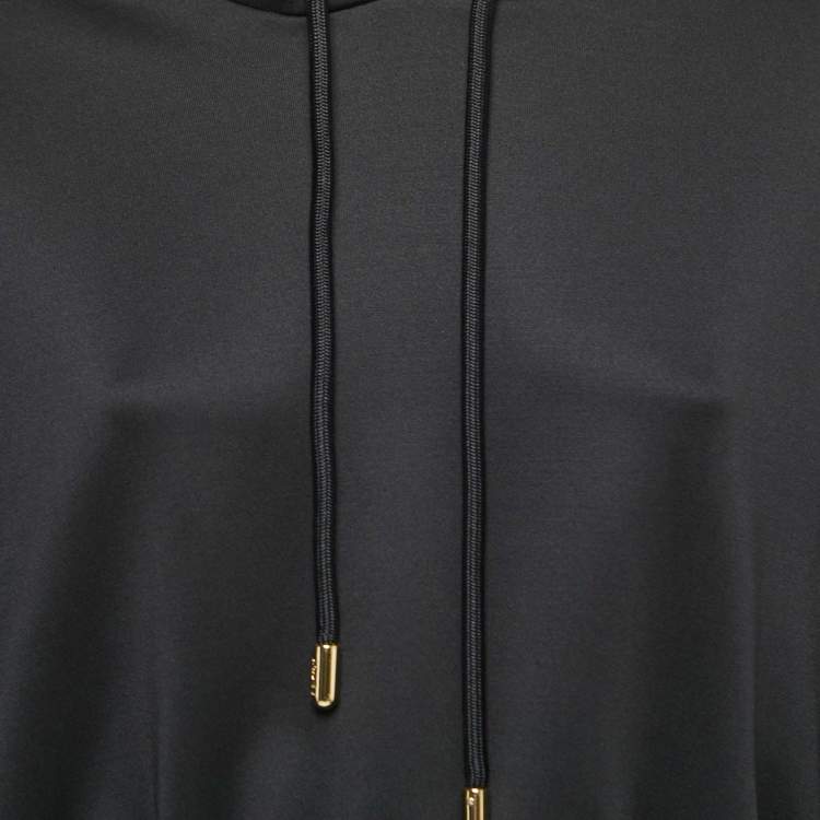 Pre Owned Fendi Black Jersey Logo Band Detail Cropped Hoodie M