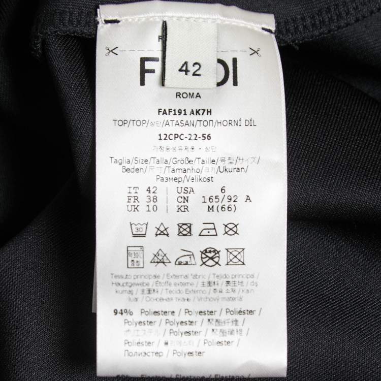 Pre Owned Fendi Black Jersey Logo Band Detail Cropped Hoodie M