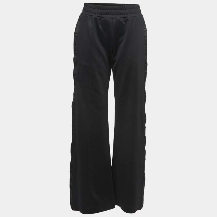 Pre Owned Fendi Black Jersey Logo Band Detail Track Pants S