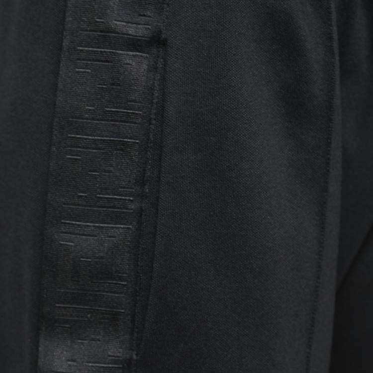 Pre Owned Fendi Black Jersey Logo Band Detail Track Pants S