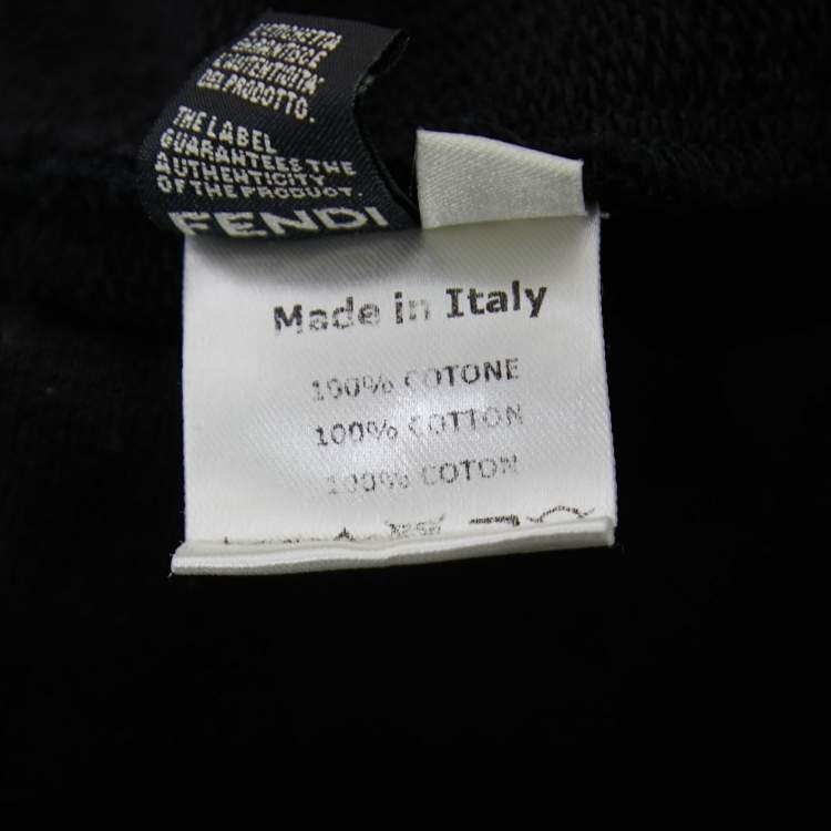 Pre Owned Fendi Black Cotton Karlito Stripe Detail Joggers M