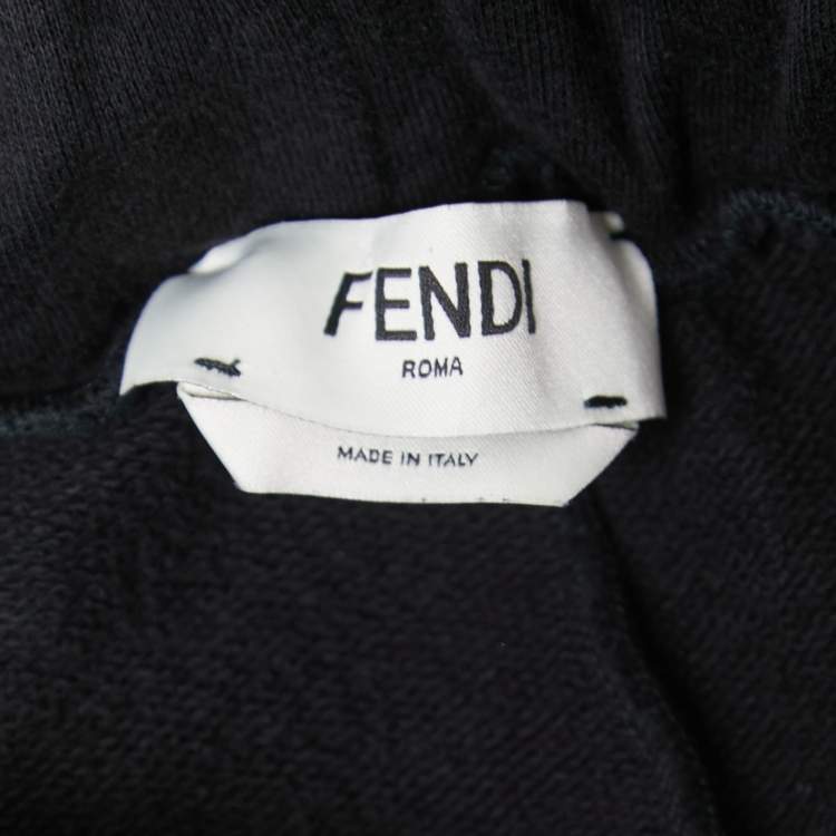 Pre Owned Fendi Black Cotton Karlito Stripe Detail Joggers M