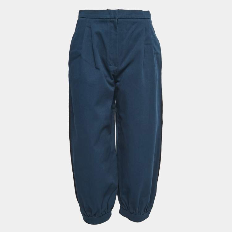 Pre Owned Fendi Navy Blue Cotton Balloon-Leg Trousers M