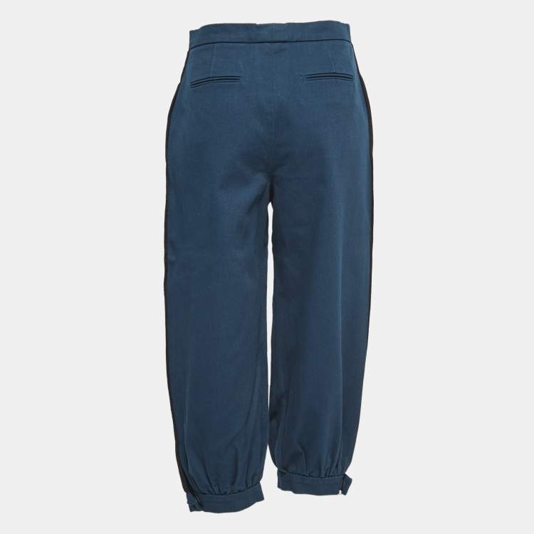 Pre Owned Fendi Navy Blue Cotton Balloon-Leg Trousers M