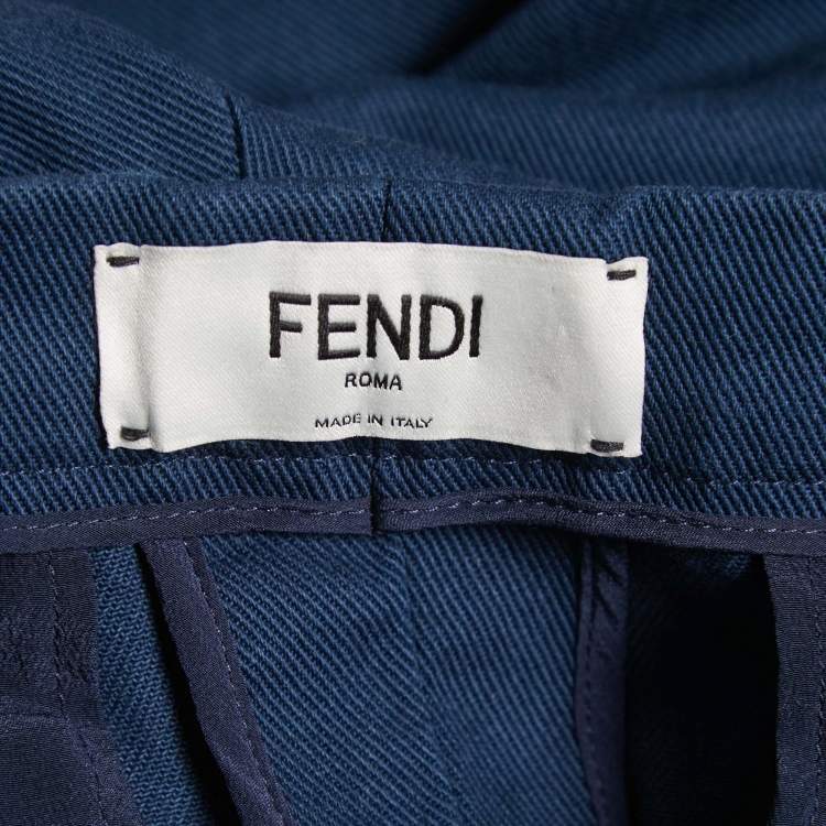 Pre Owned Fendi Navy Blue Cotton Balloon-Leg Trousers M