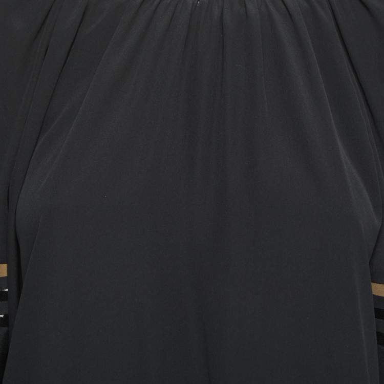 Pre Owned Fendi Black Silk Balloon Sleeve Top S