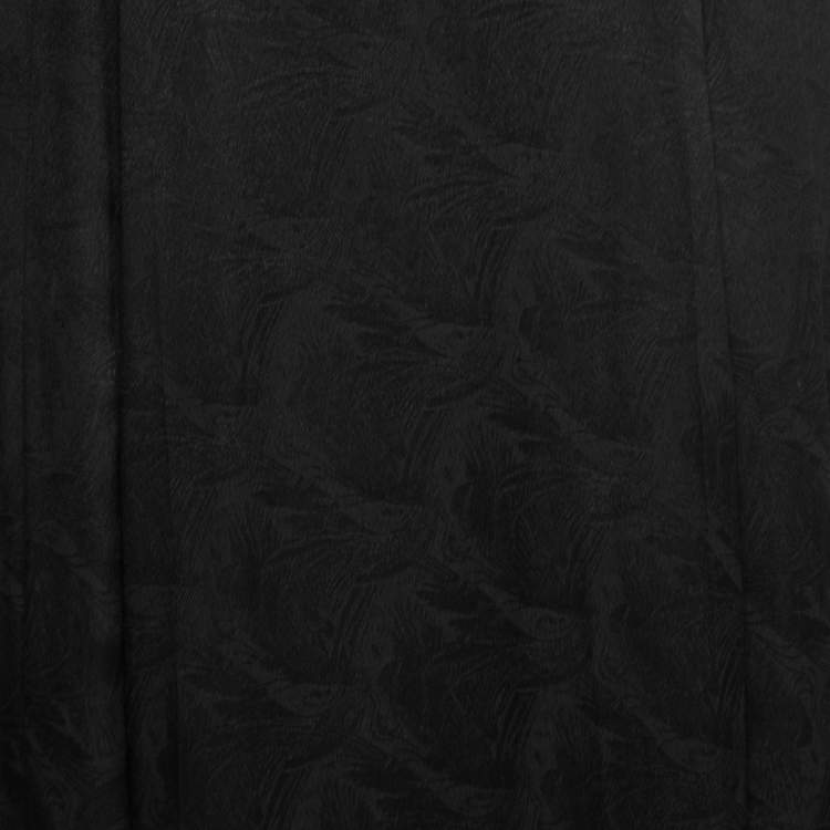 Pre Owned Fendi Black Patterned Silk Pleated Midi Skirt S