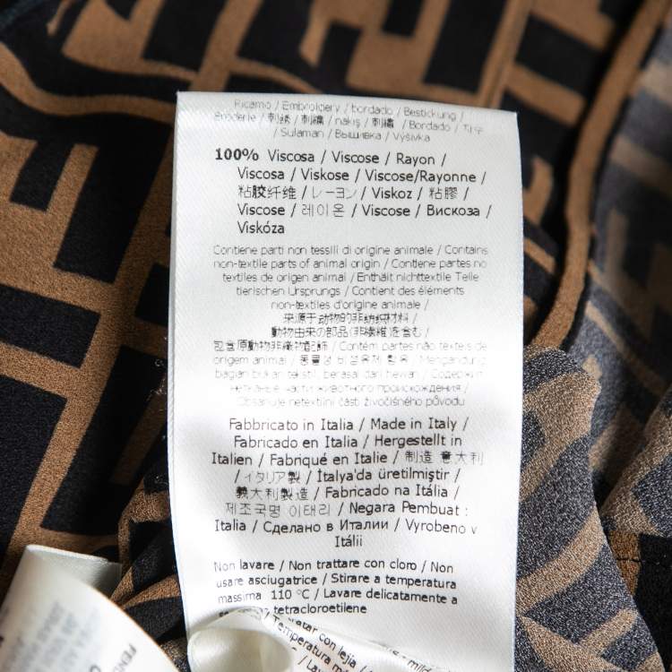 مملوكة مسبقًا Fendi Brown Zucca Monogram Silk Button Front Shirt S