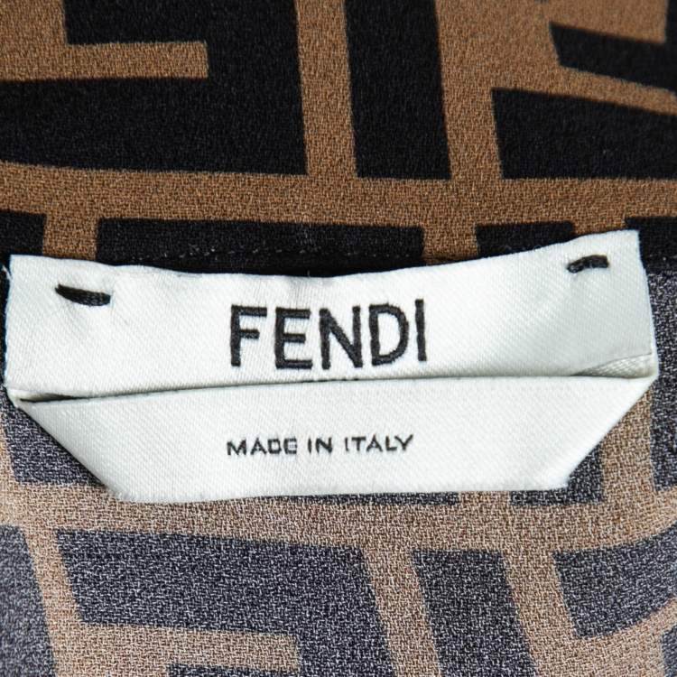 مملوكة مسبقًا Fendi Brown Zucca Monogram Silk Button Front Shirt S