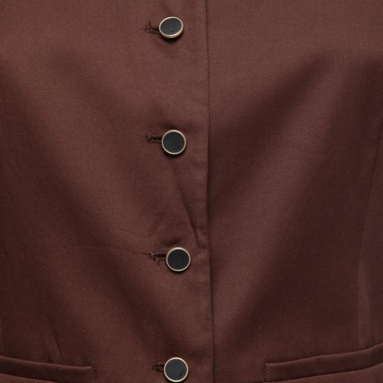 Pre Owned Fendi Vintage Brown Button Front Peplum Jacket M