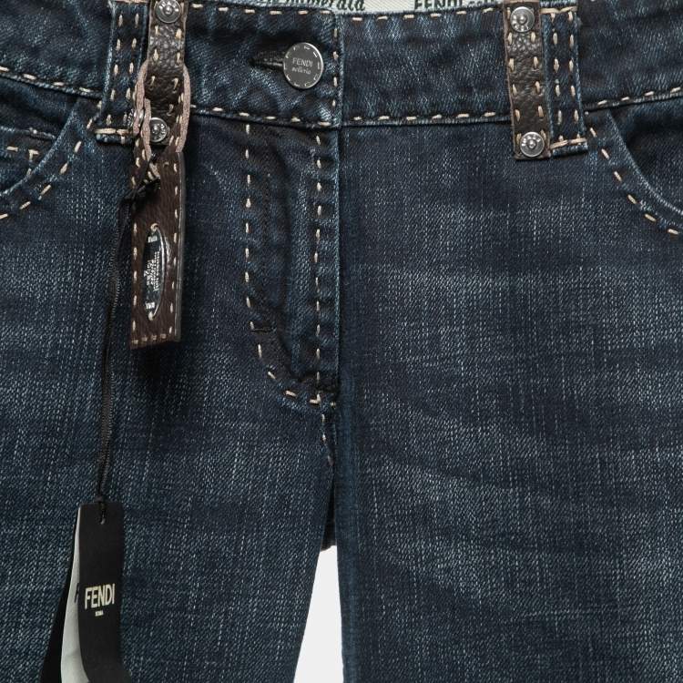 Pre Owned Fendi Vintage Blue Denim Selleria Jeans S Waist 28"