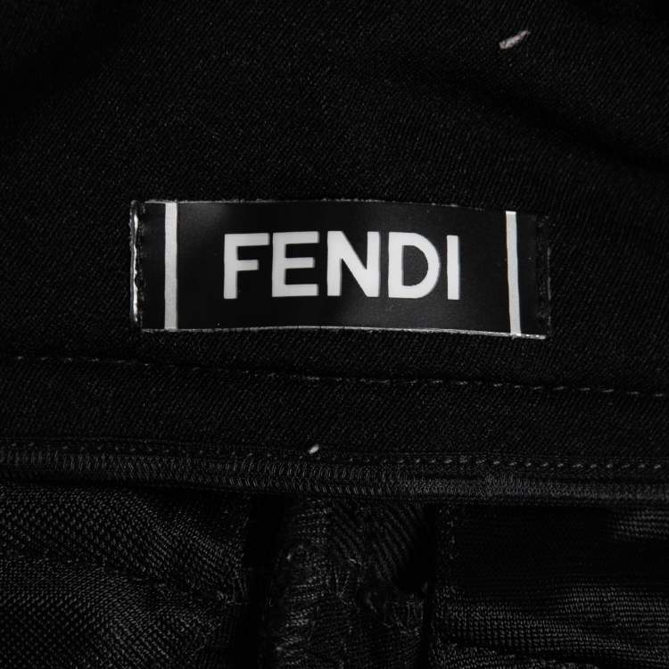 Pre Owned Fendi Black Jersey Snow Flake Patch Detail Trousers S/Waist 27"