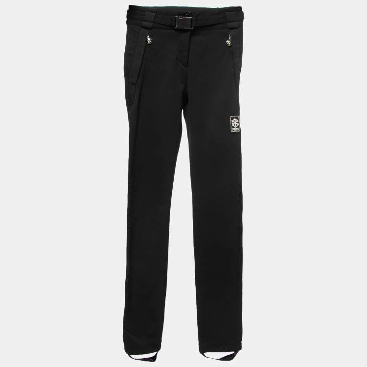 Pre Owned Fendi Black Jersey Snow Flake Patch Detail Trousers S/Waist 27"