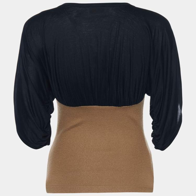 Pre Owned Fendi Color lock Wool & Jersey Fitted Waist Top M
