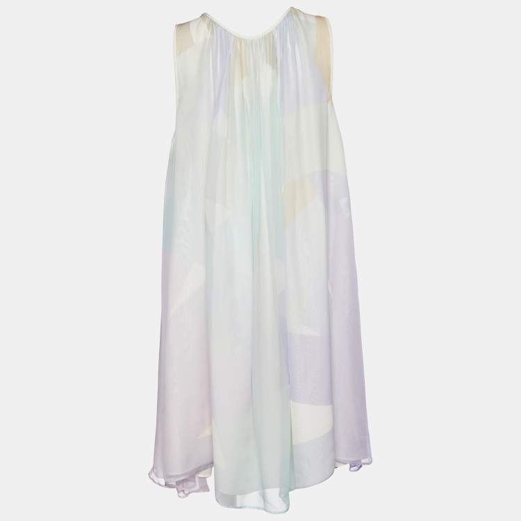 Pre Owned Fendi Multicolour Pastel Silk Chiffon Shift Dress L