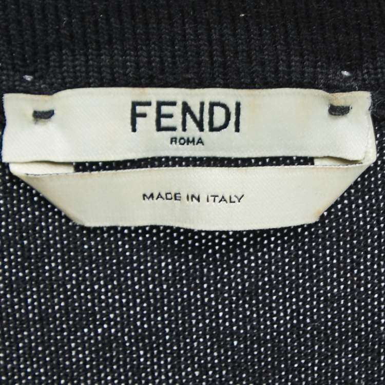 Pre Owned Fendi Black Wool Bug Fur Eyes Sweater S