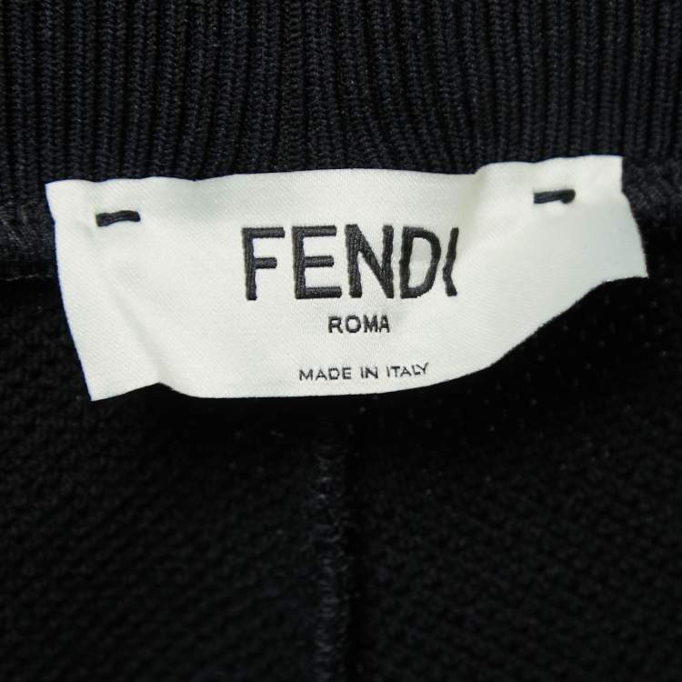 Pre Owned Fendi Black Cotton Logo Trimmed Joggers L