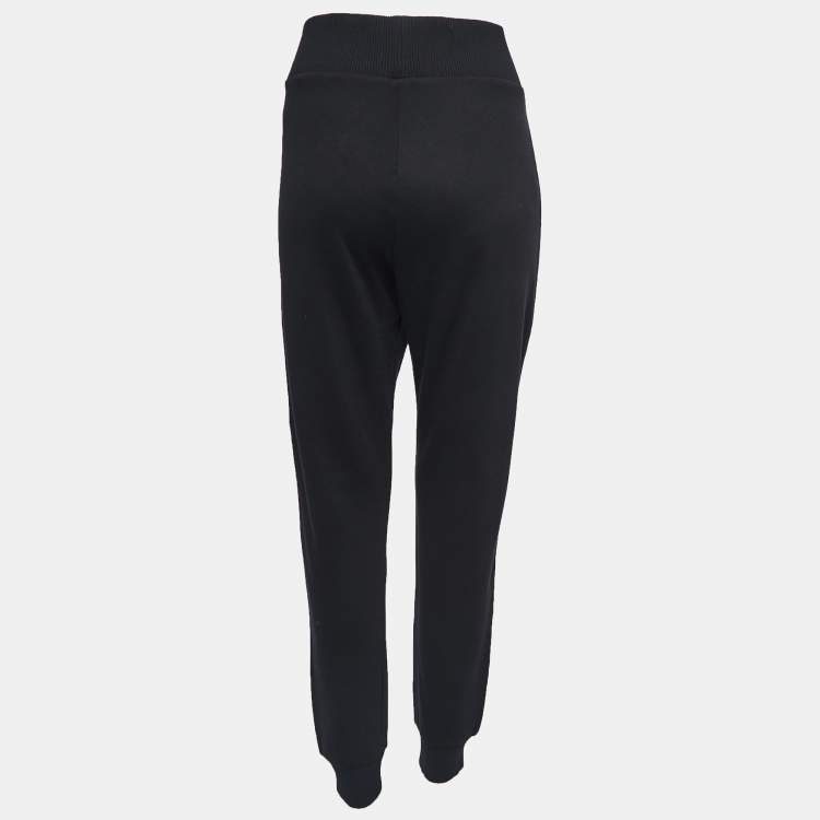 Pre Owned Fendi Black Cotton Logo Trimmed Joggers L