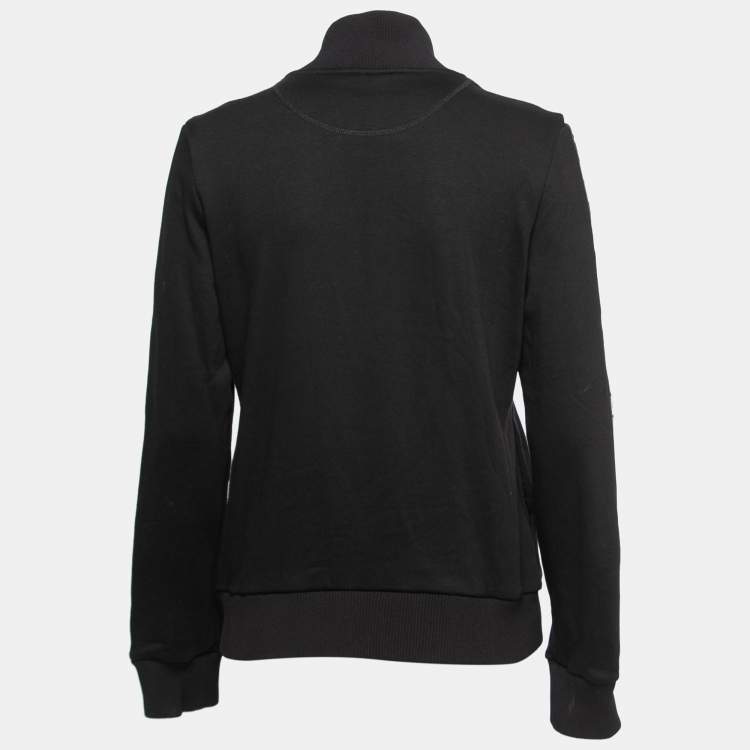 Pre Owned Fendi Black Cotton Logo Band Detail Zip-Up Jacket L